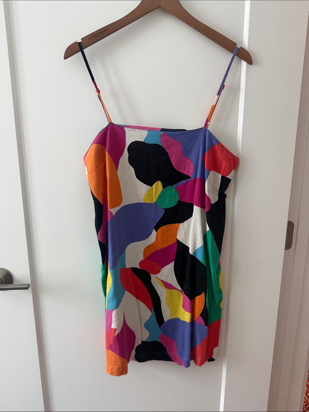 Multicolor Abstract Spaghetti Strap Mini Dress